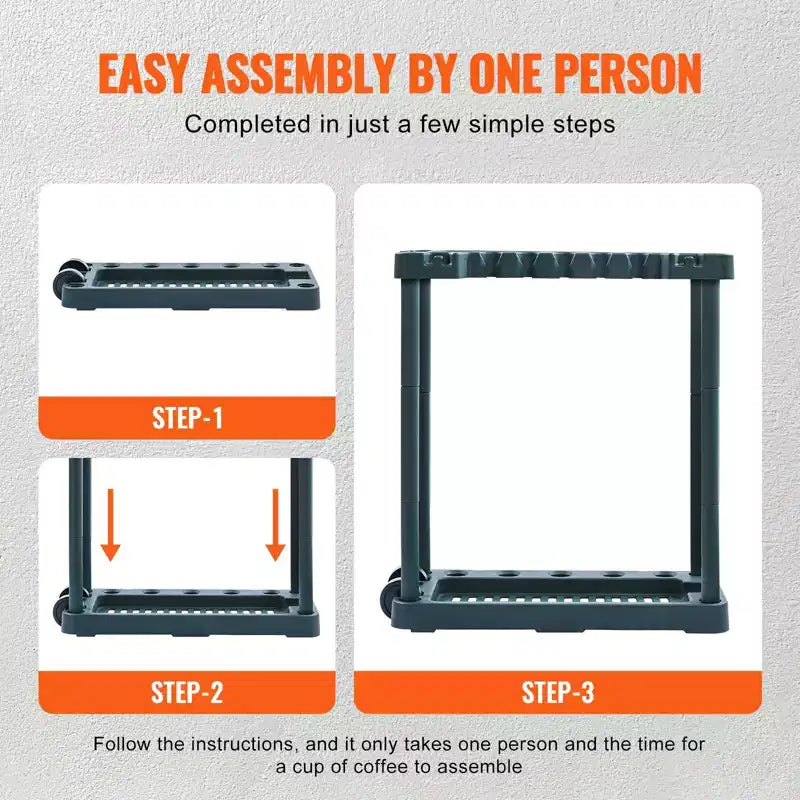 Organizzatore attrezzi da giardino, 10 slot, scaffale porta attrezzi da cantiere per organizzazione e stoccaggio in garage, porta attrezzi a manico lungo/rastrello/scopa/pala