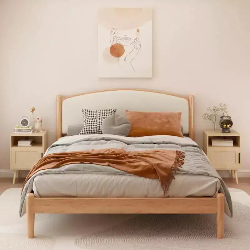 Comodino in Rattan, Comodino in Legno, Tavolino, Tavolino d'Appoggio, Tavolino da Comodino con Ripiano Aperto, Estetica Moderna e Naturale