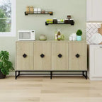Carved 4 Door Sideboard ,Sideboard Buffet Cabinet With Storage ,Modern Coffee Bar Cabinet With Adjustable Shelf For Living room,Diningroom,Kitchen