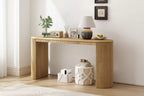 Consolle moderna con gambe curve, Consolle da ingresso a righe verticali con piano spesso, Consolle stretta per soggiorno, ingresso
