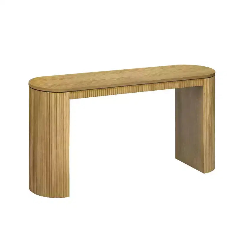 Consolle moderna con gambe curve, Consolle da ingresso a righe verticali con piano spesso, Consolle stretta per soggiorno, ingresso