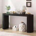 Consolle moderna con gambe curve, Consolle da ingresso a righe verticali con piano spesso, Consolle stretta per soggiorno, ingresso