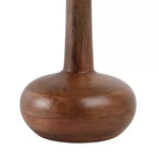 Elegante Tavolino Laterale a Colonna in Legno con Piano in Vetro per Accento Soggiorno - Tavolino Stretto Scultoreo per lo Stile dell'Ingresso - 21, Marrone e Trasparente