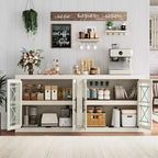 Mobile credenza da buffet con 4 ante in vetro fantasia, mobile bar moderno in legno largo 180 cm, mobile TV per cucina, sala da pranzo, soggiorno