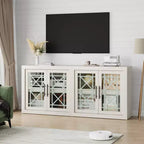 Mobile credenza da buffet con 4 ante in vetro fantasia, mobile bar moderno in legno largo 180 cm, mobile TV per cucina, sala da pranzo, soggiorno