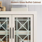 Mobile credenza da buffet con 4 ante in vetro fantasia, mobile bar moderno in legno largo 180 cm, mobile TV per cucina, sala da pranzo, soggiorno
