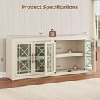 Mobile credenza da buffet con 4 ante in vetro fantasia, mobile bar moderno in legno largo 180 cm, mobile TV per cucina, sala da pranzo, soggiorno