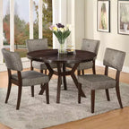 GDFStudio Matt Modern 5-Pieces Wood Dining Table Set with 4 Upholstered Chairs