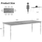 Tavolo da pranzo rettangolare rustico da 79" per 6-8 persone, tavolo da cucina con venature del legno e gambe robuste, facile da pulire