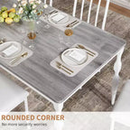 Tavolo da pranzo rettangolare rustico da 79" per 6-8 persone, tavolo da cucina con venature del legno e gambe robuste, facile da pulire