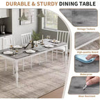 Tavolo da pranzo rettangolare rustico da 79" per 6-8 persone, tavolo da cucina con venature del legno e gambe robuste, facile da pulire