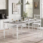 Tavolo da pranzo rettangolare rustico da 79" per 6-8 persone, tavolo da cucina con venature del legno e gambe robuste, facile da pulire