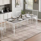 Tavolo da pranzo rettangolare rustico da 79" per 6-8 persone, tavolo da cucina con venature del legno e gambe robuste, facile da pulire