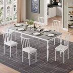 Tavolo da pranzo rettangolare rustico da 79" per 6-8 persone, tavolo da cucina con venature del legno e gambe robuste, facile da pulire
