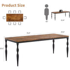 Tavolo da pranzo rettangolare rustico da 79" per 6-8 persone, tavolo da cucina con venature del legno e gambe robuste, facile da pulire