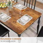 Tavolo da pranzo rettangolare rustico da 79" per 6-8 persone, tavolo da cucina con venature del legno e gambe robuste, facile da pulire