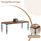 Tavolo da pranzo rettangolare rustico da 79" per 6-8 persone, tavolo da cucina con venature del legno e gambe robuste, facile da pulire