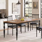Tavolo da pranzo rettangolare rustico da 79" per 6-8 persone, tavolo da cucina con venature del legno e gambe robuste, facile da pulire