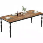 GustoWave 79'' Rustic Rectangular Dining Table for 6-8 People, Wood Texture Kitchen Table with Heavy Duty Legs, Easy to Clean