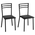 VECELO Set of 2/4 Upholstered Dining Chairs Metal Slat High Back Chair Modern Cushioned Seat Black