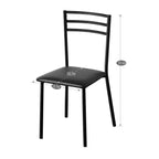 Set di 2/4 sedie da pranzo imbottite con schienale alto a doghe in metallo, seduta imbottita moderna, colore nero