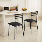 Set di 2/4 sedie da pranzo imbottite con schienale alto a doghe in metallo, seduta imbottita moderna, colore nero