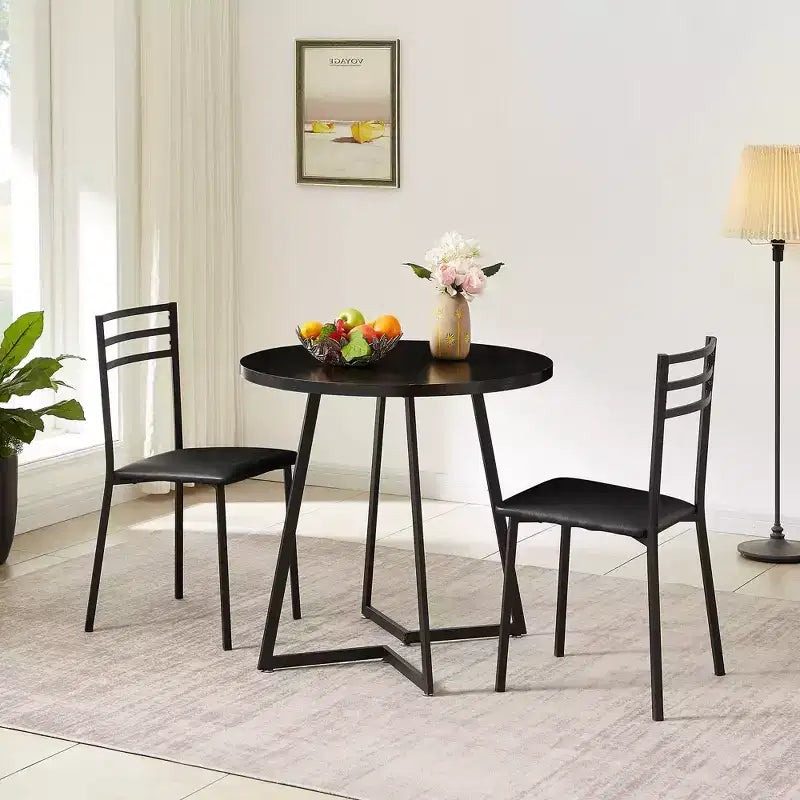 Set di 2/4 sedie da pranzo imbottite con schienale alto a doghe in metallo, seduta imbottita moderna, colore nero