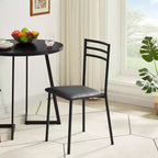 Set di 2/4 sedie da pranzo imbottite con schienale alto a doghe in metallo, seduta imbottita moderna, colore nero