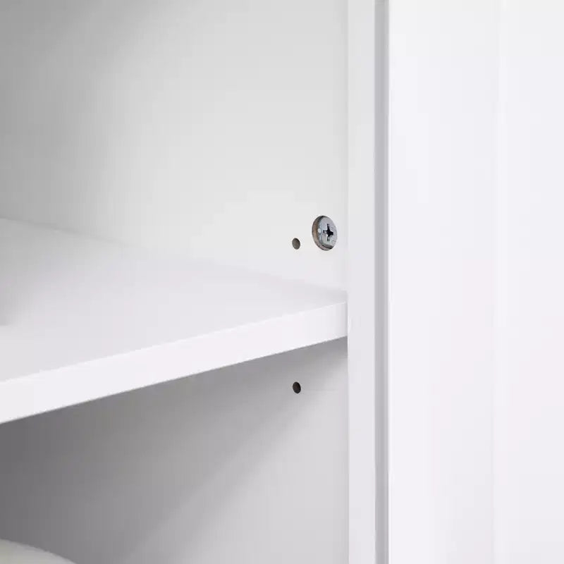 Elegante Credenza con Vetrina, Mobile Dispensa da Cucina con Anta in Vetro, Cassetto e Spazio per Microonde