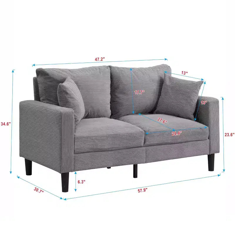 Divanetto Moderno Imbottito con Struttura in Legno, Comodo per Soggiorno Camera da Letto in Spazi Piccoli Grigio Chiaro