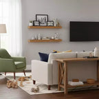 2 Pack Mensole Galleggianti, Mensole a Muro in MDF Color Legno Naturale per Decorazione e Organizzazione Casa, Perfette per Camera da Letto, Soggiorno, Bagno, Cucina