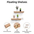 2 Pack Mensole Galleggianti, Mensole a Muro in MDF Color Legno Naturale per Decorazione e Organizzazione Casa, Perfette per Camera da Letto, Soggiorno, Bagno, Cucina