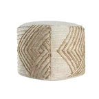 Pouf Ottomano Cubo Geometrico in Cotone, Iuta e Lana Naturale e Bianco Sporco 18