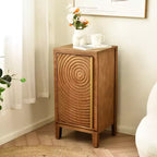 Tavolino d'appoggio Geometric Ripple con vano contenitore, stile retrò moderno, 42 x 35,5 x 79 cm, mobili per soggiorno, finitura naturale