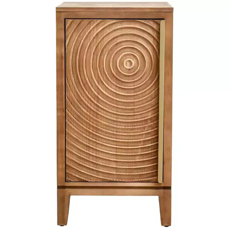 Tavolino d'appoggio Geometric Ripple con vano contenitore, stile retrò moderno, 42 x 35,5 x 79 cm, mobili per soggiorno, finitura naturale
