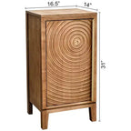 Tavolino d'appoggio Geometric Ripple con vano contenitore, stile retrò moderno, 42 x 35,5 x 79 cm, mobili per soggiorno, finitura naturale