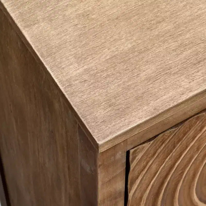 Tavolino d'appoggio Geometric Ripple con vano contenitore, stile retrò moderno, 42 x 35,5 x 79 cm, mobili per soggiorno, finitura naturale