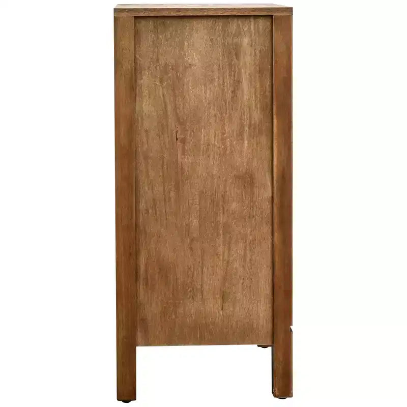 Tavolino d'appoggio Geometric Ripple con vano contenitore, stile retrò moderno, 42 x 35,5 x 79 cm, mobili per soggiorno, finitura naturale