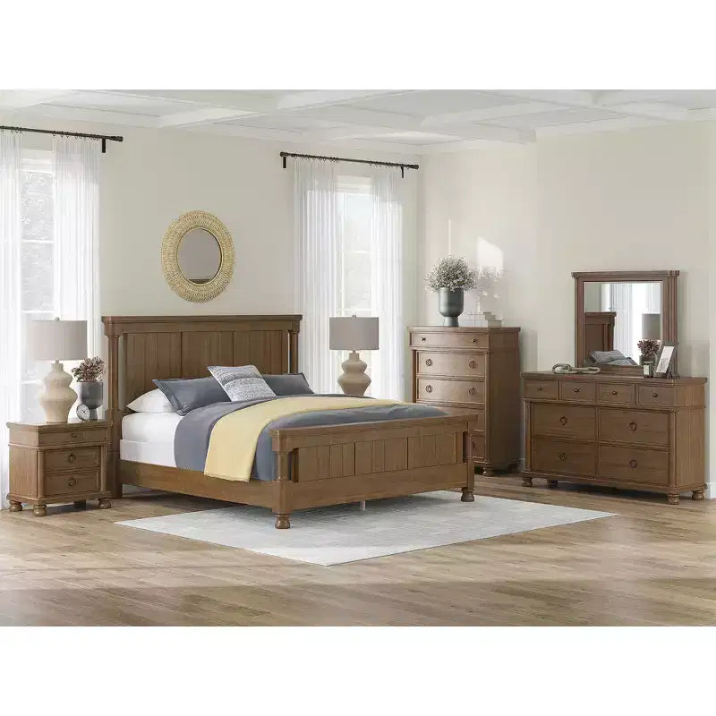 Comodino Greddinton Three Dovetail Design con cassetto e ricarica USB, marrone
