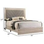 Letto matrimoniale king size imbottito, testiera trapuntata grigia, bianco crema