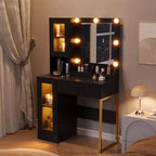 Toeletta con Specchio, Luci a 3 Modalità di Illuminazione, Prese e Porte USB Integrate, Ampi Cassetti e Mobiletto, Tavolo da Trucco per Camera da Letto