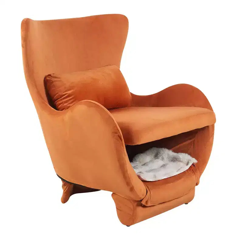 Poltrona d'accento con spazio per animali domestici, poltrona lounge in velluto 2 in 1, poltrona singola imbottita per soggiorno ufficio