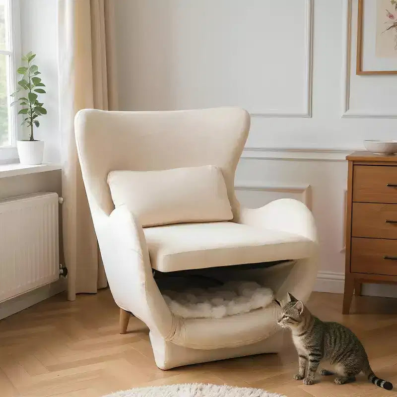 Poltrona d'accento con spazio per animali domestici, poltrona lounge in velluto 2 in 1, poltrona singola imbottita per soggiorno ufficio