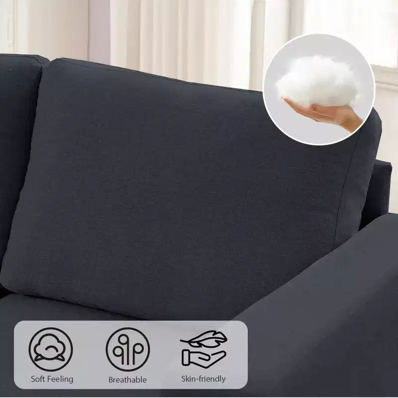 Divano sezionale modulare oversize in lino 108L, divano sezionale a L con tasca laterale, grande divano angolare a 6 posti