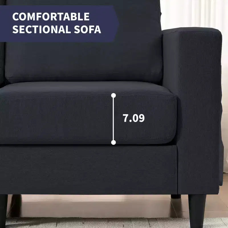 Divano sezionale modulare oversize in lino 108L, divano sezionale a L con tasca laterale, grande divano angolare a 6 posti