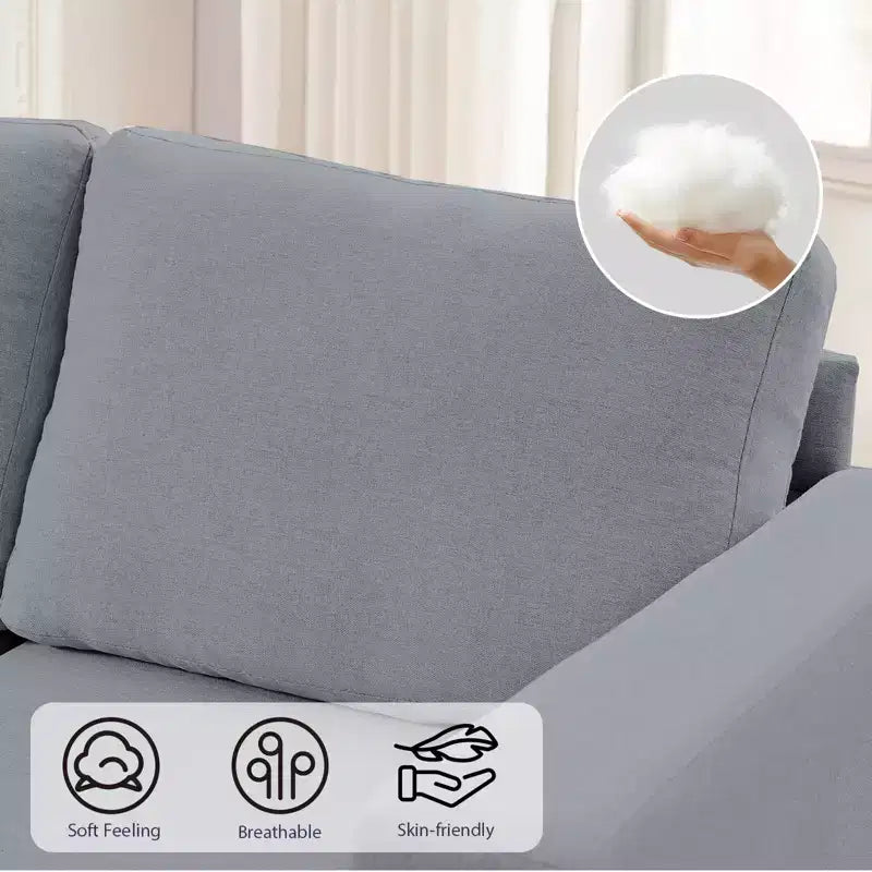 Divano sezionale modulare oversize in lino 108L, divano sezionale a L con tasca laterale, grande divano angolare a 6 posti