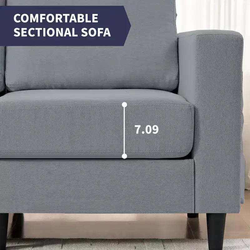 Divano sezionale modulare oversize in lino 108L, divano sezionale a L con tasca laterale, grande divano angolare a 6 posti