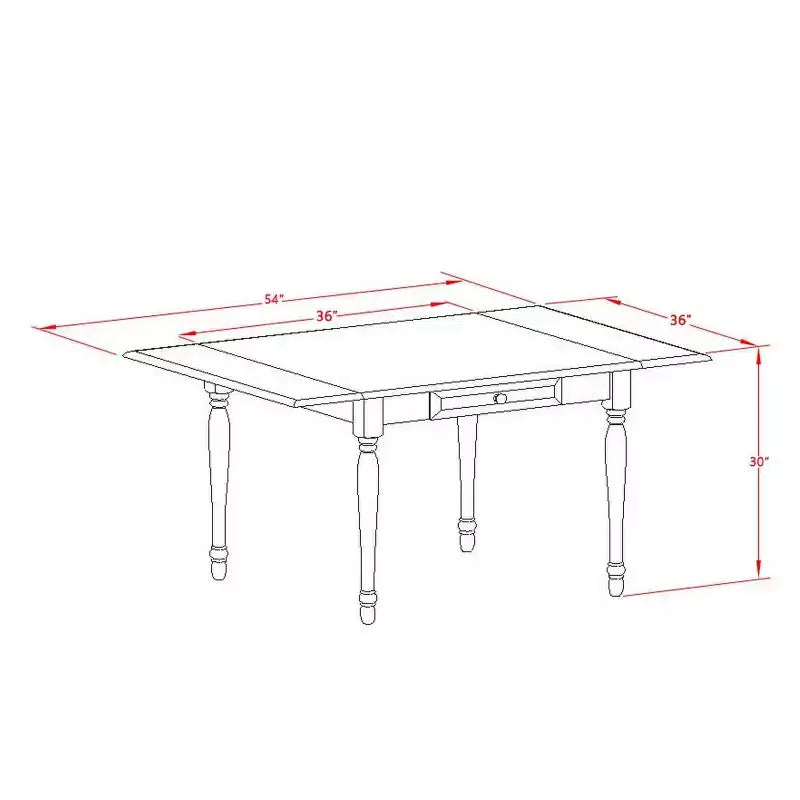 Set da pranzo da 5 pezzi in legno massello con finitura lino bianco e piano a ribalta - 4 posti a sedere