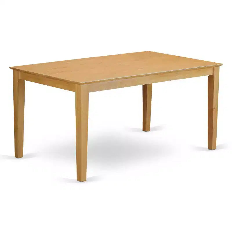Tavolo da pranzo rettangolare a 6 posti con piano in legno massello finitura rovere naturale, 1 panca e 4 sedie