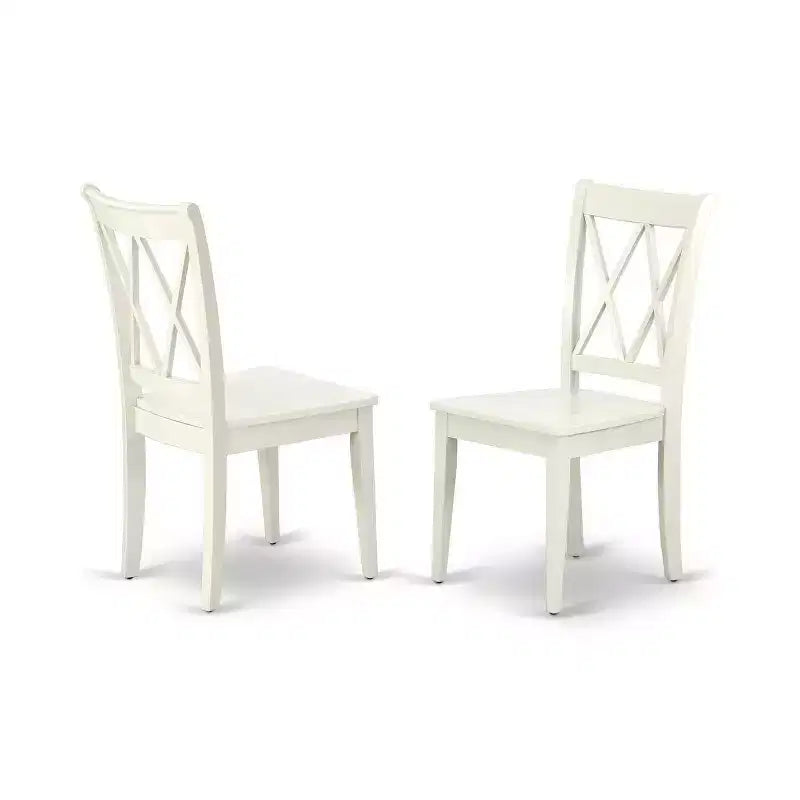 Set tavolo da pranzo con piano rettangolare in legno massello con prolunga a farfalla, finitura bianca lino, 3 pezzi